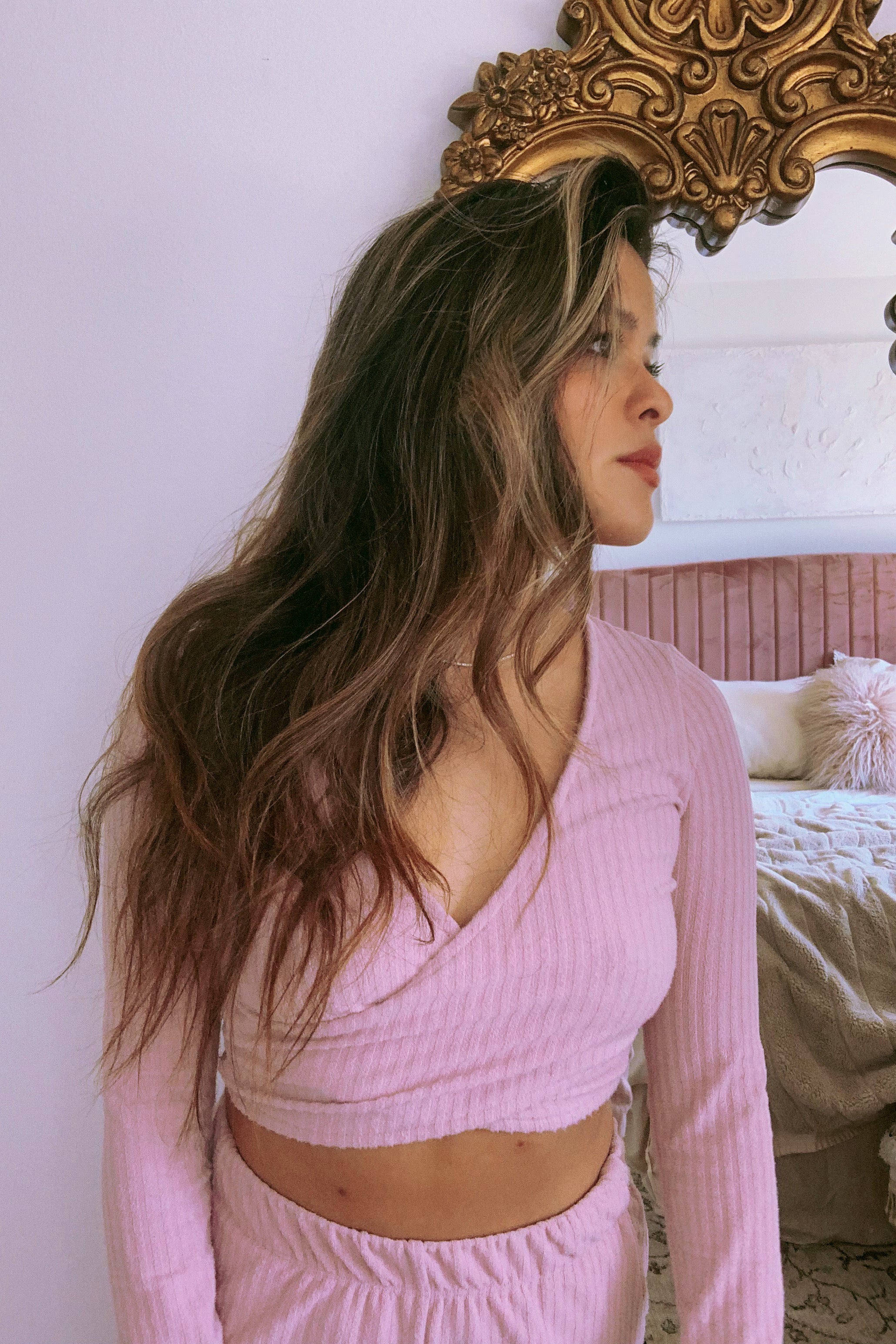 The Taylor Long Sleeve Crop in Rose Mauve