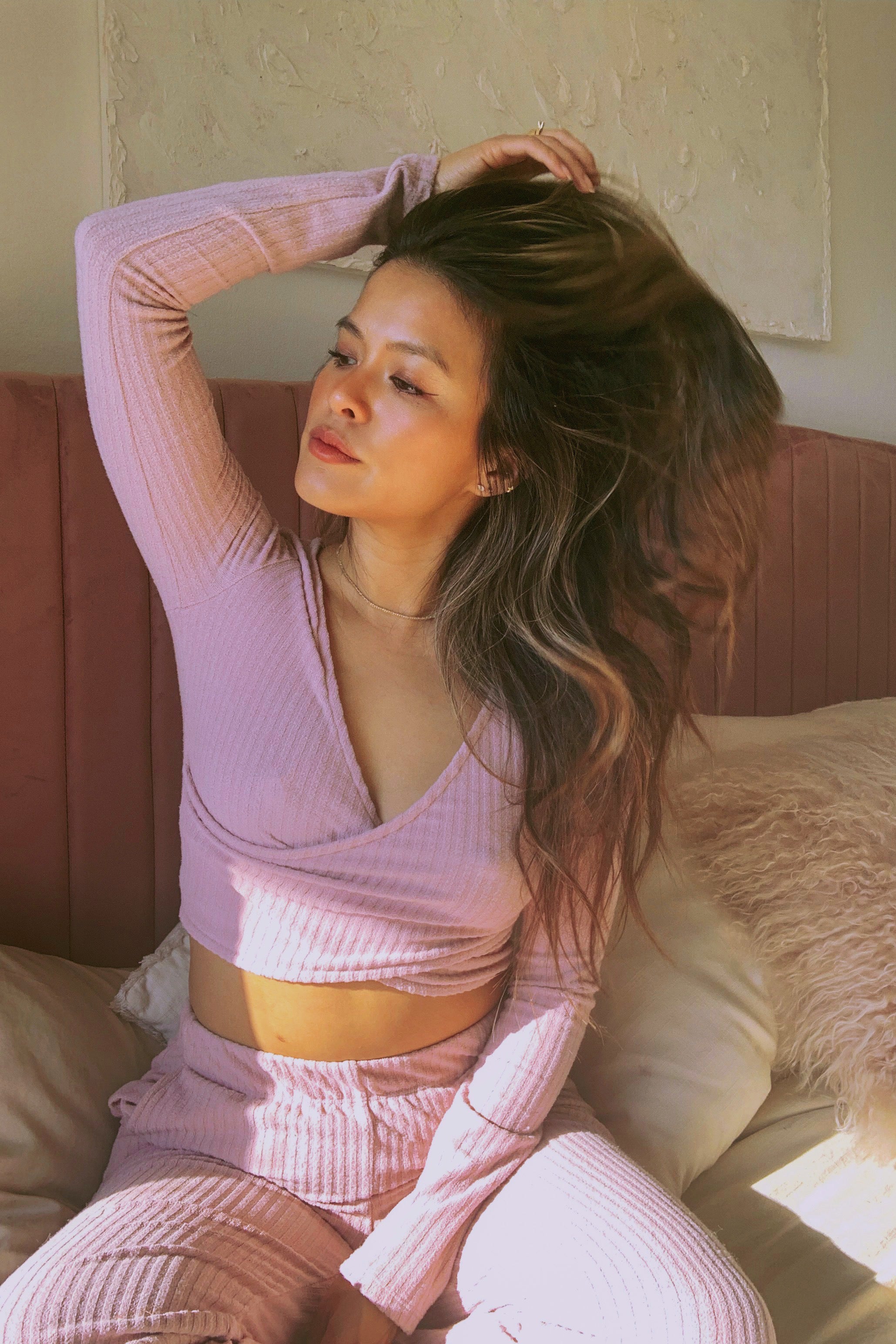 The Taylor Long Sleeve Crop in Rose Mauve